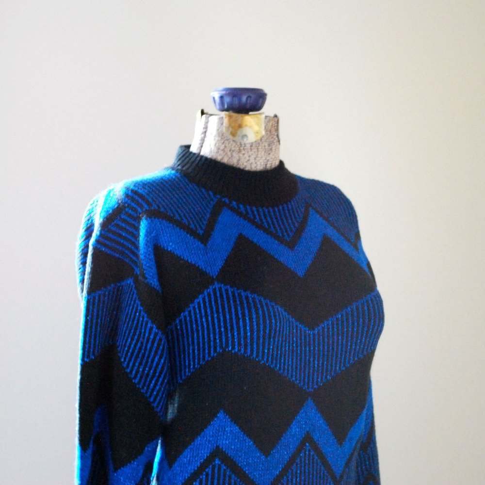 Sparkly electric blue chevron sweater